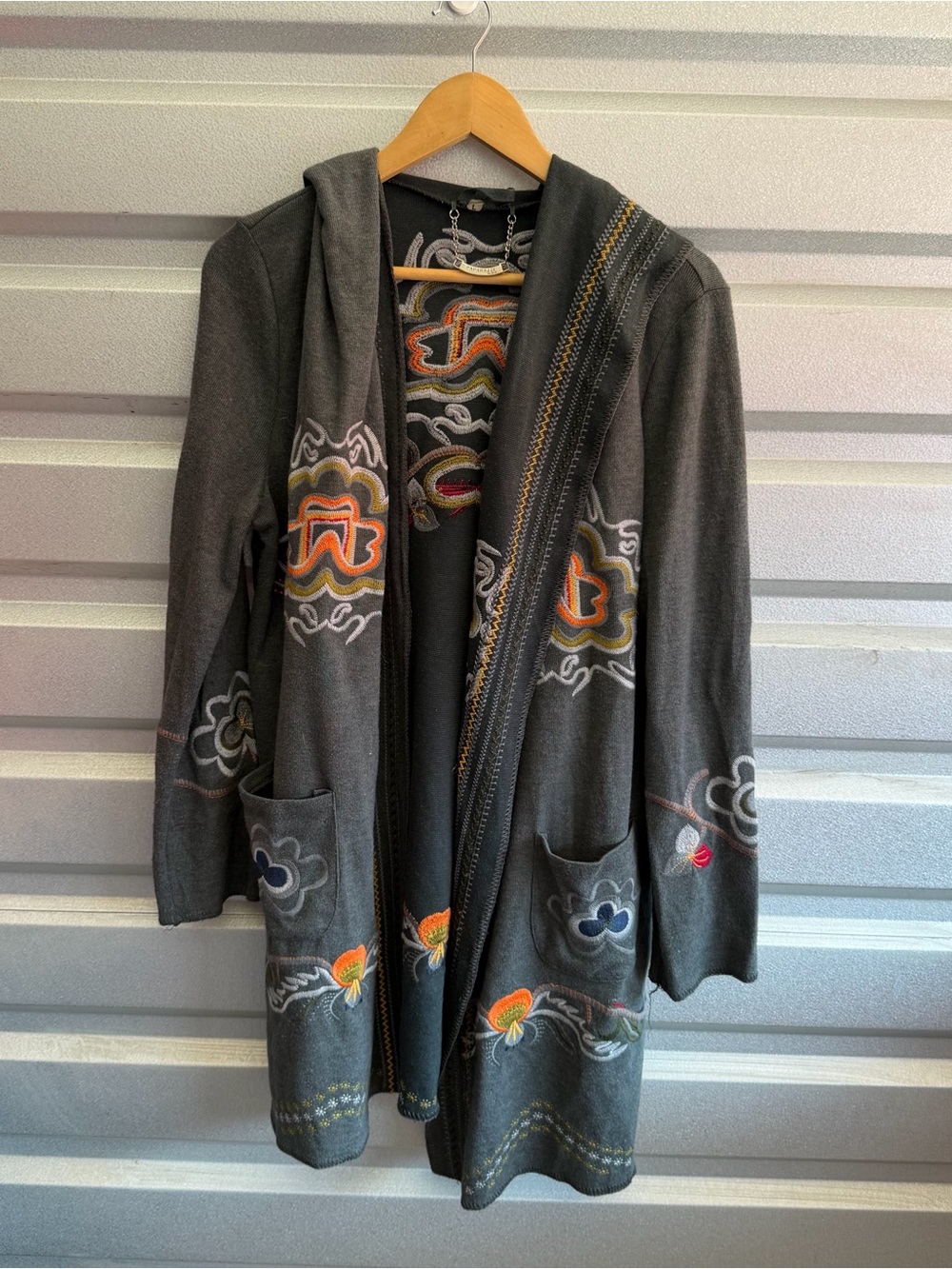 Paparazzi open-front embroidered hooded cardigan